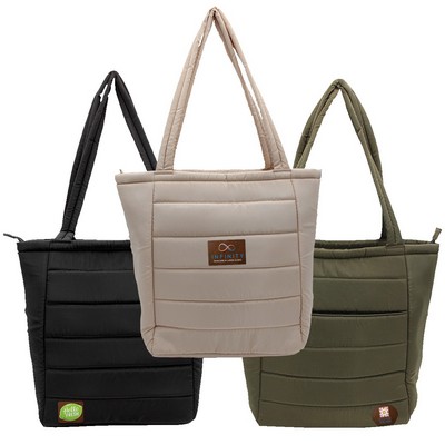 Otaria™ Puffy Recycled Tote Bag, Leather Patch - Full Color