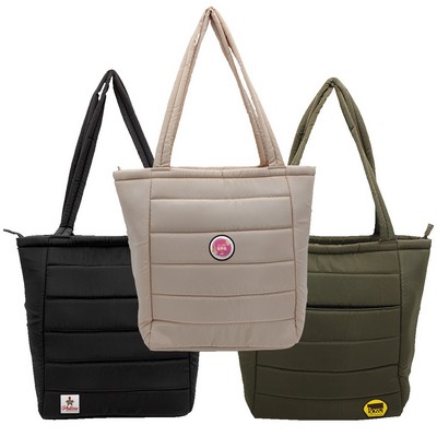 Otaria™ Puffy Recycled Tote Bag, Fabric Patch - Full Color