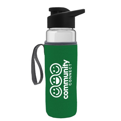 Garyline® Wave Tritan® Bottle with Drink-Thru Lid and Insulated Caddy - 24 oz.