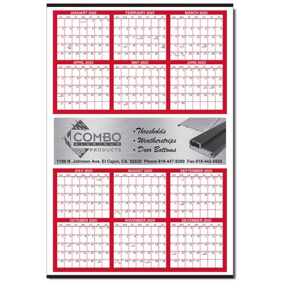 Large Year View Calendar w/Middle Ad