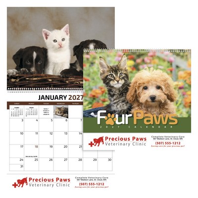 HotLine® Products Four Paws Appointment Calendar - Spiral